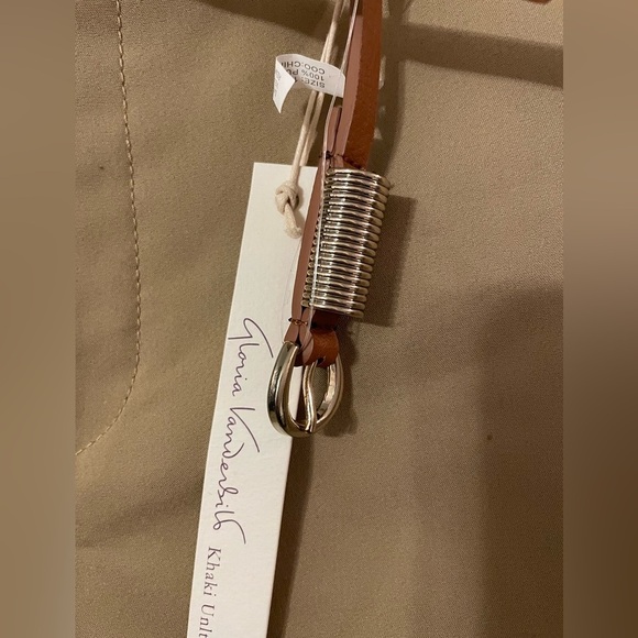 Gloria Vanderbilt Tan Khaki Capri Pants Sz 10 NWT Luxe Sateen Belt Crop Cotton - Picture 2 of 11